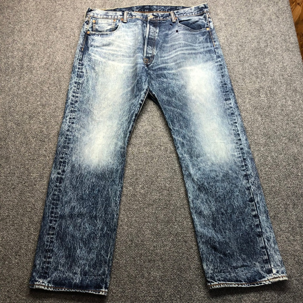 Levis 501 Mens Acid Wash Blue Denim Straight Leg Jeans 38x30
